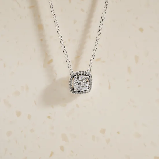Pandora Square Halo Earrings and Necklace Set