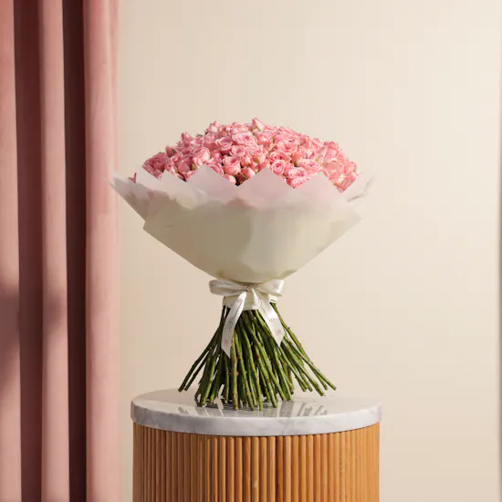 Enchanting Pink Baby Roses Bouquet | 100 Flowers
