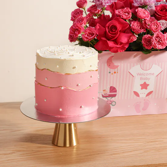 Floward Welcome Baby Girl Cake | Blooms