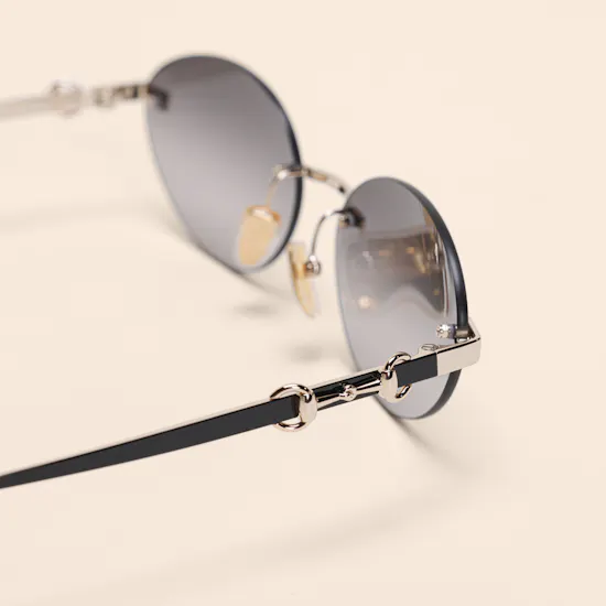Gucci Silver-tone Frameless Oval Women's Sunglasses