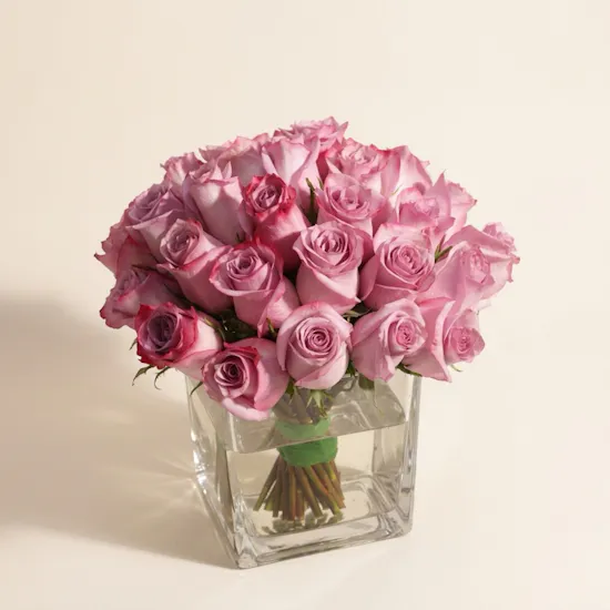 Magical Purple Roses Vase | 35 Flowers
