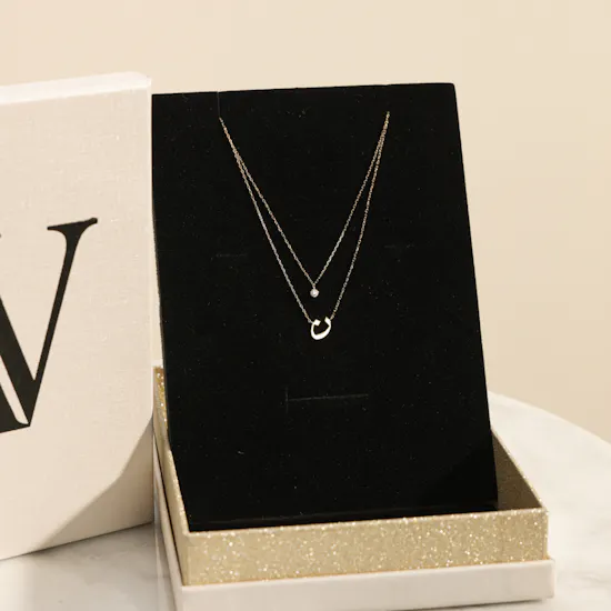 AV Jewelry Noon Letter in Arabic Gold Necklace