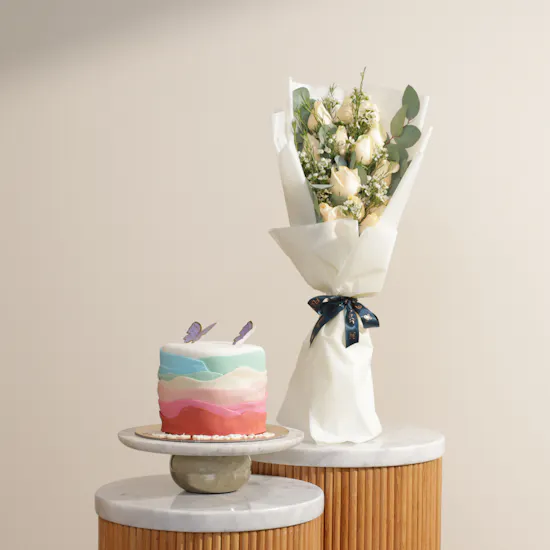 Floward Rainbow Butterfly Birthday Cake | Unique Flowers Bouquet