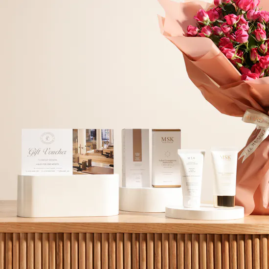 Sculpt Pilates Gift Voucher | MSK Skincare Gift Set and Flower