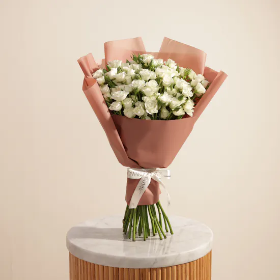 White Aura Roses Bouquet