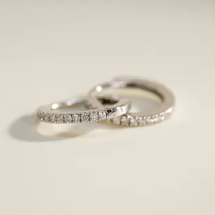 Gold Land Hoop Diamond Earrings 