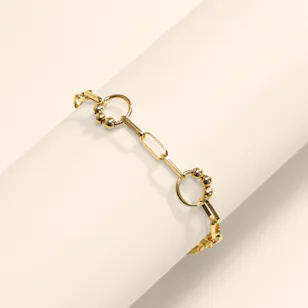 Siran Yellow Gold Beaded Circle Link Bracelet