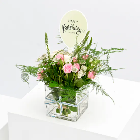 Birthday Pinks | Square Vase
