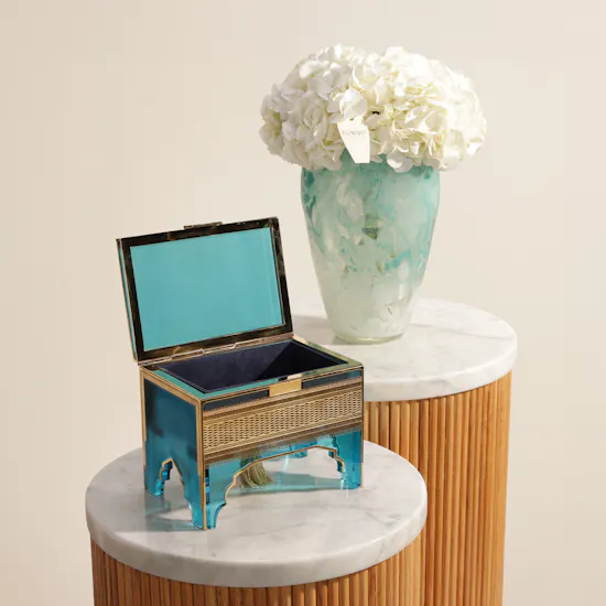 Artfeena Bisht Gold Plated Crystal Small Chest | Royal Flower Vase