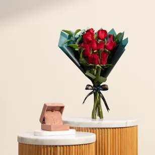 Siran by Iram Gold and Diamond Letter Alef Necklace | Roses of Love Bouquet