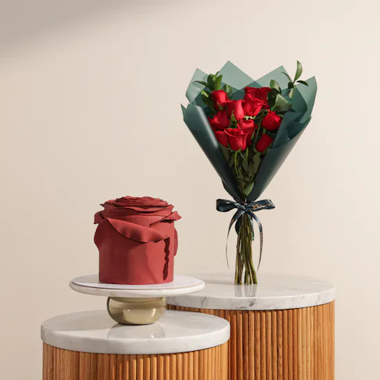 Floward Red Rose Premium Cake | Sacred Passion Flower