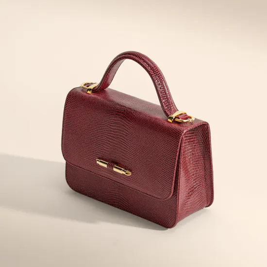 Rula Galayini Baby Vertigo Burgundy Lizard-Print Women’s Bag