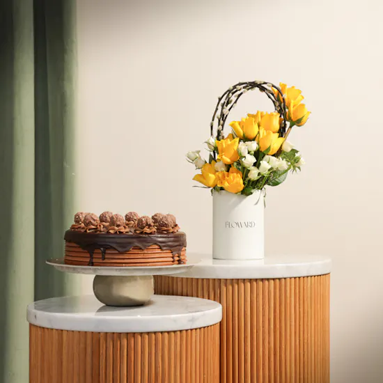 Helen's Bakery Cake | Springtime Delight Flowers Arrangement