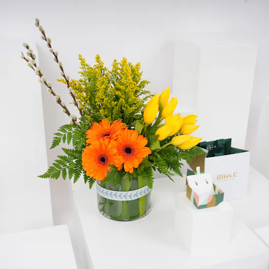 Miss L Gold & Colored Stones Earrings | Blooms Vase