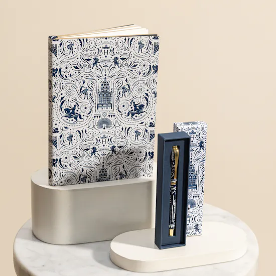 Harrods Royal Blue Notebook and Pen Office Set