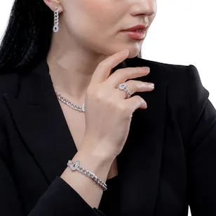 Luxury Silver Alvira Set - Black Stone