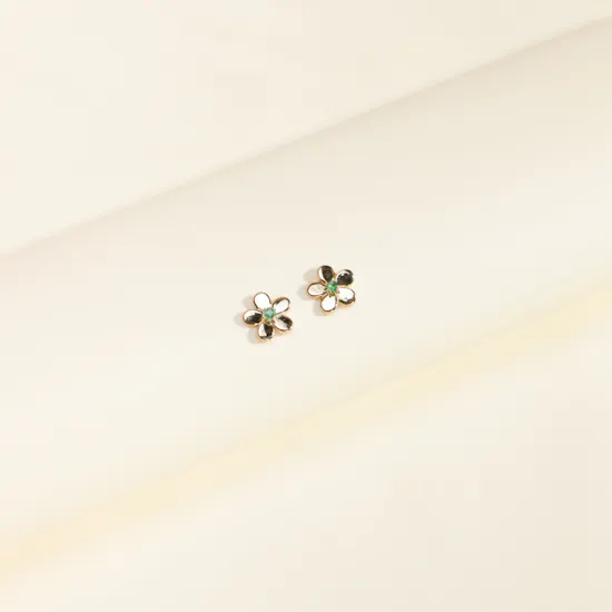 Baby Crown Natural Emerald Rose Kids Earrings