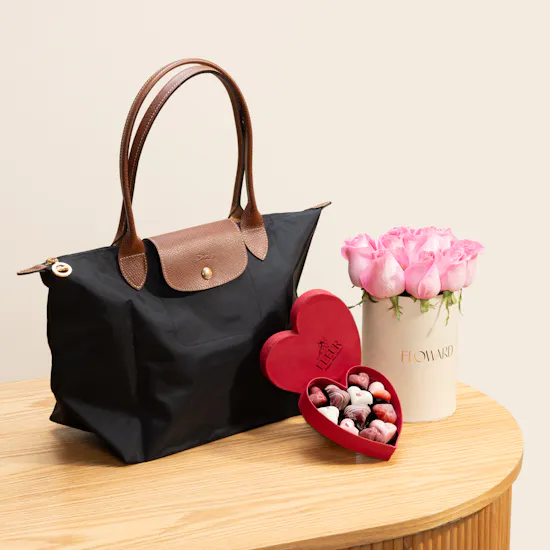 Longchamp Large Black Tote Bag | Fleur Chocolates and Flowers