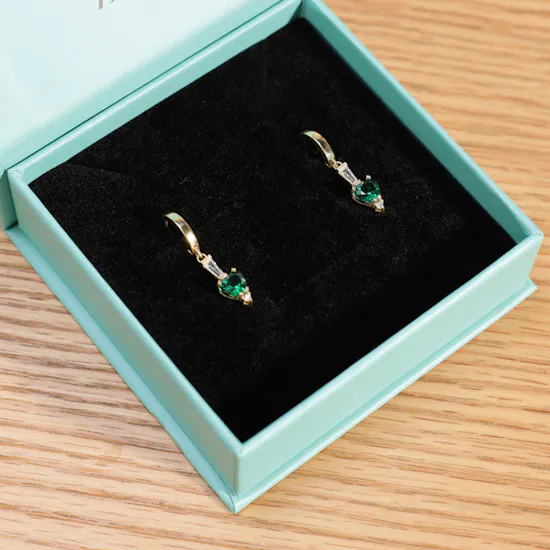 Zia Emerald CZ Earrings | Birthday Flowers