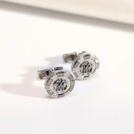 Roberto Cavalli Silver & Gun Color Men's Cufflinks