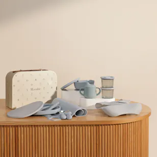 Moonkie Sky Blue First Bites Baby Gift Set