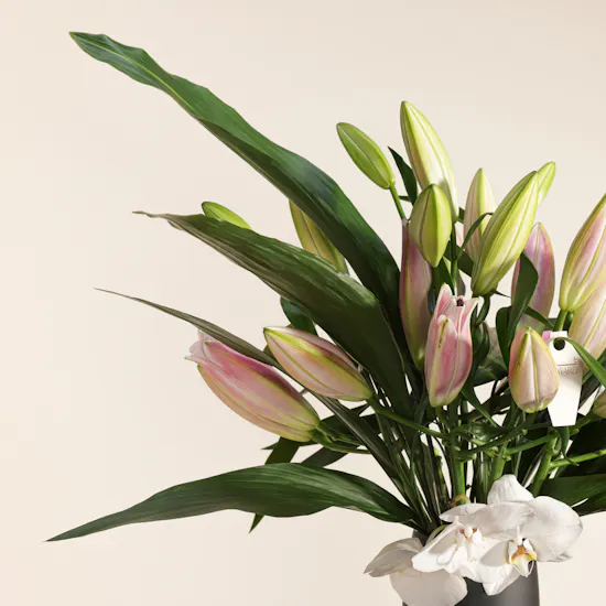 Exquisite Lily and Orchid Flower Vase