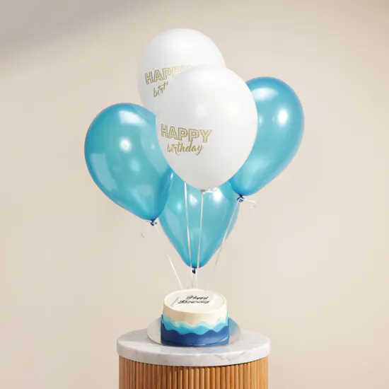 Floward Happy Birthday Blue Mini Cake | Festive Balloons