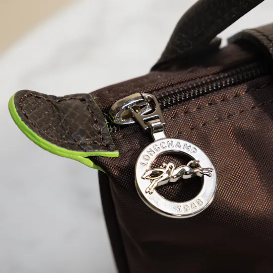 LongChamp Mocha Pochette with Handle Le Pliage Tote Bag