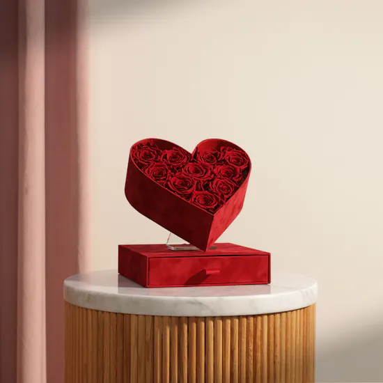 Floward Charming Chocolate Box | Red Preserved Rose Heart