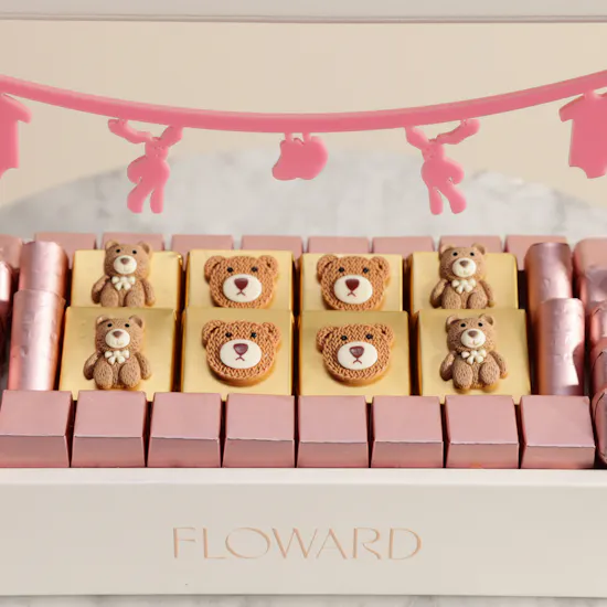Floward Welcoming New Baby Girl Chocolate Tray