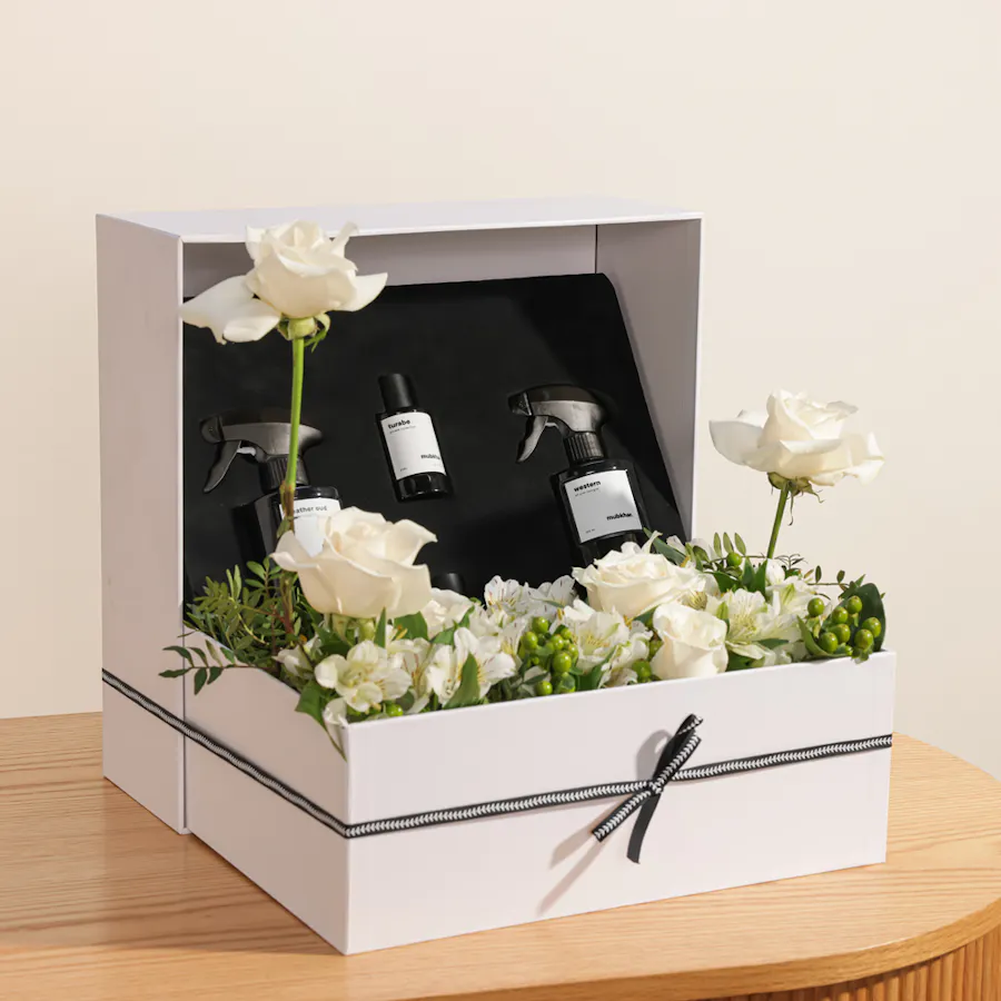 Mubkhar Quadruple Box | White Flowers 5
