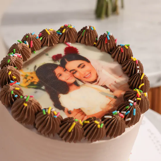 December Cake Personalized Photo Chocolate Cake | Birthday Flowers