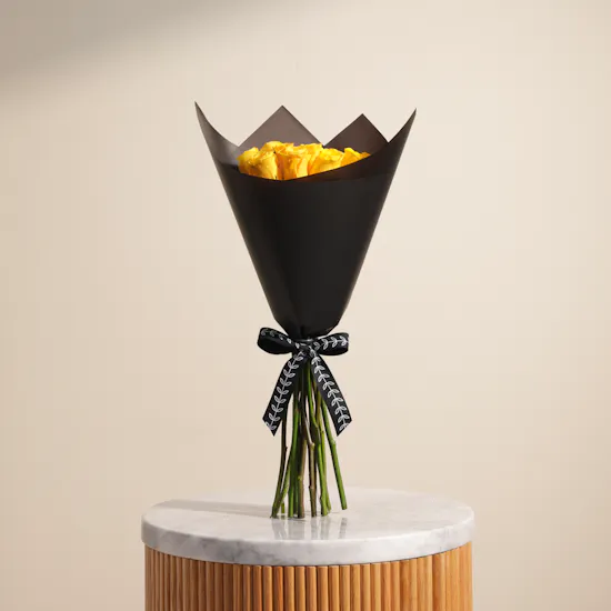 Golden Sunshine Rose Bouquet | 15 Roses