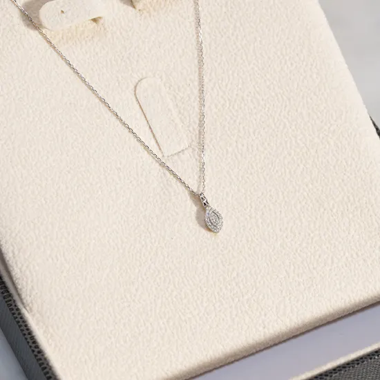 Gold Land Leaf Shape Diamond Necklace
