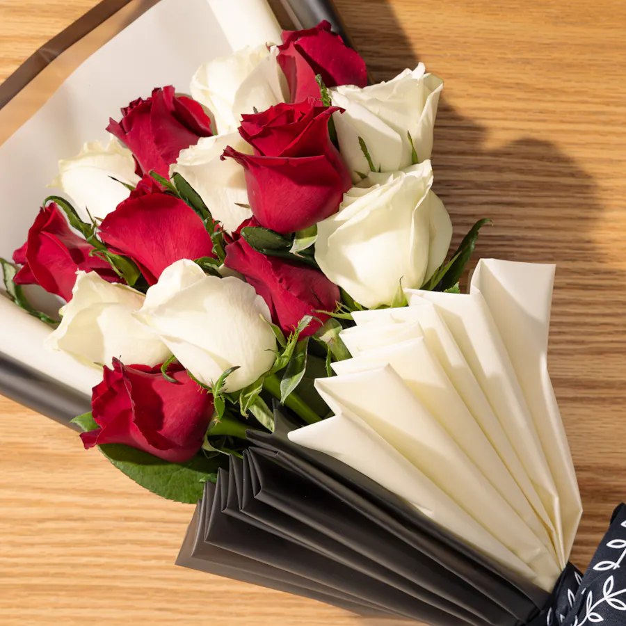 Red & White Roses Bouquet  1