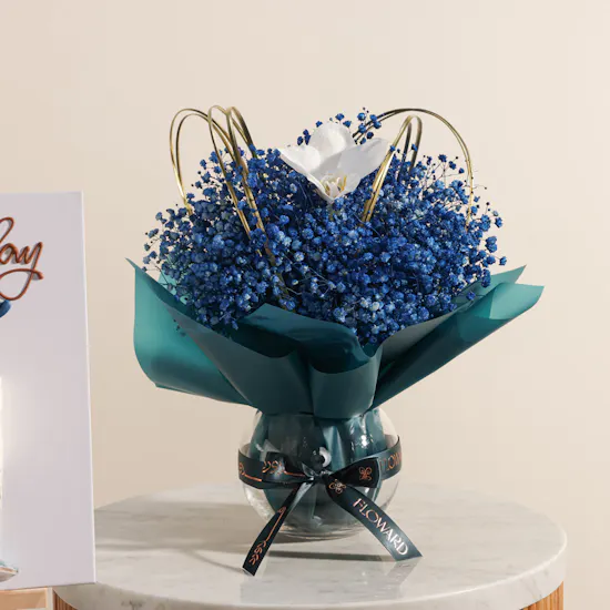 Floward Personalized Blue Half Portrait Birthday Cake | Wishful Moment Flowers
