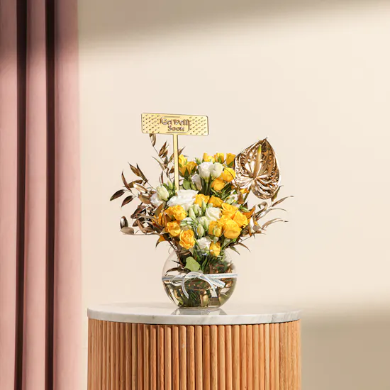 Get Well Soon Shiny Flowers Vase