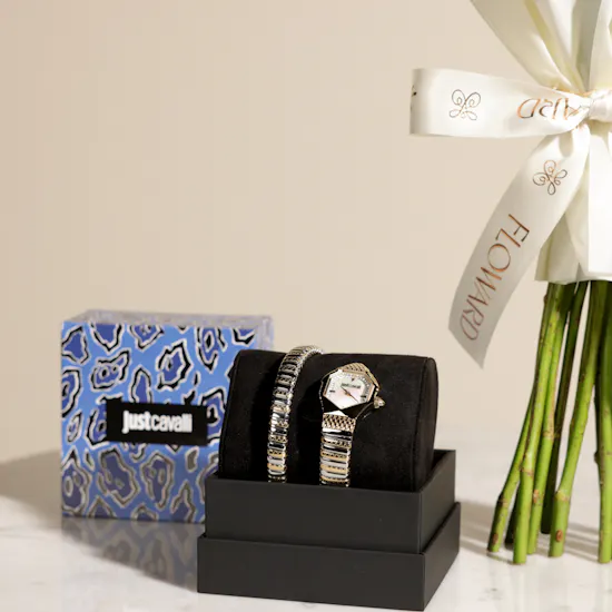 Just Cavalli Signature Snake Aria Ladies Fashion Watch | Blush Harmony Flower