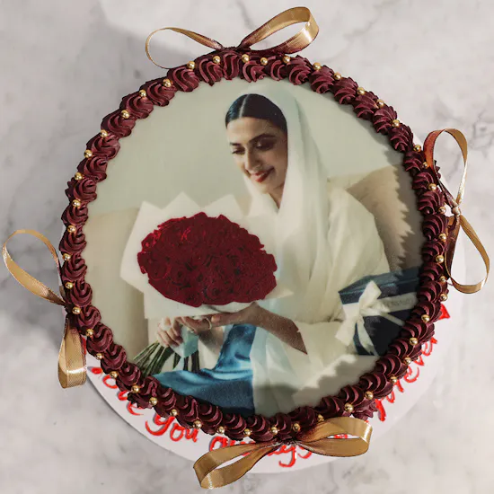 Mister Baker Personalized Maroon Photo Cake