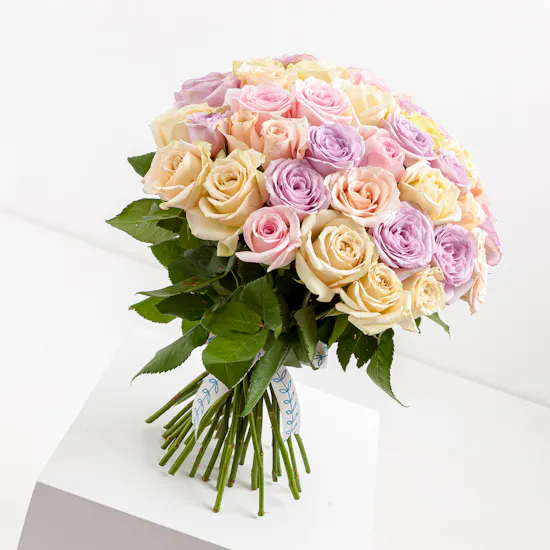 40 Pastel Mixed Rose Bouquet