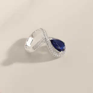 Floward Sapphire Tiara Silver Women's Ring | Size 8 Floward Sapphire Tiara Silver Women's Ring | Size 8