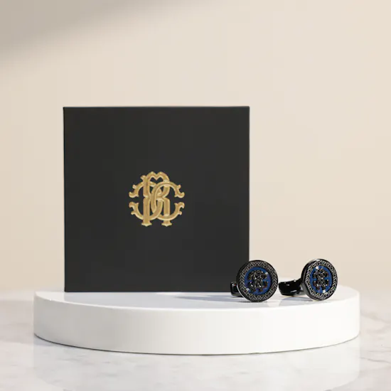 Roberto Cavalli Black Color with Blue Pattern Cufflinks