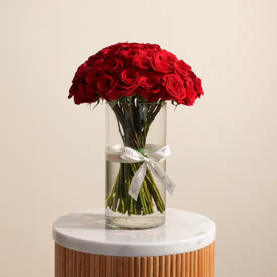 Breathtaking Red Roses Vase | 50 Roses