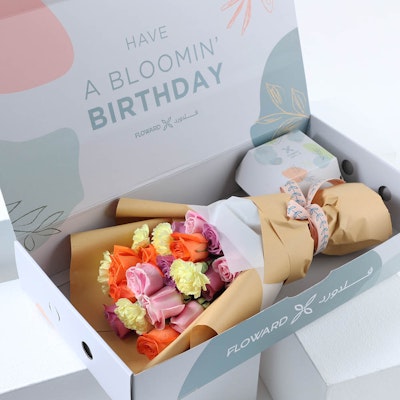 Birthday Box III with Bouquet