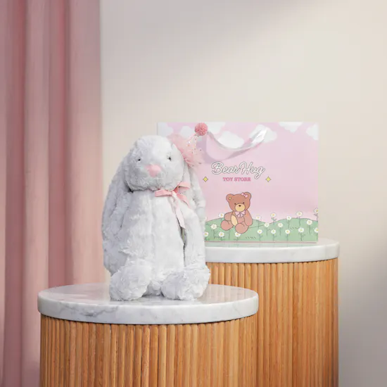 BearHug Grey Bunny Toy