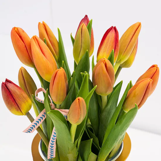 Golden Mom's Vase | Orange Tulips