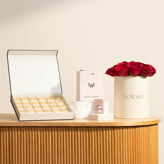 Hrh Newborn Silver Pacifier | Floward Chocolate Box and Flowers