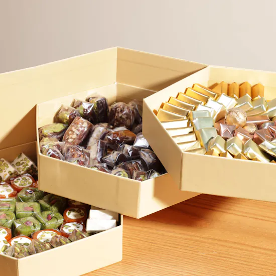 Cocoa Nuts Hexagon Box | 3 Lines