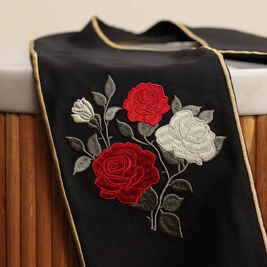 Saaf Omani National Day Rose Black Scarf