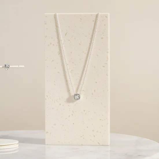 Pandora Square Halo Earrings and Necklace Set